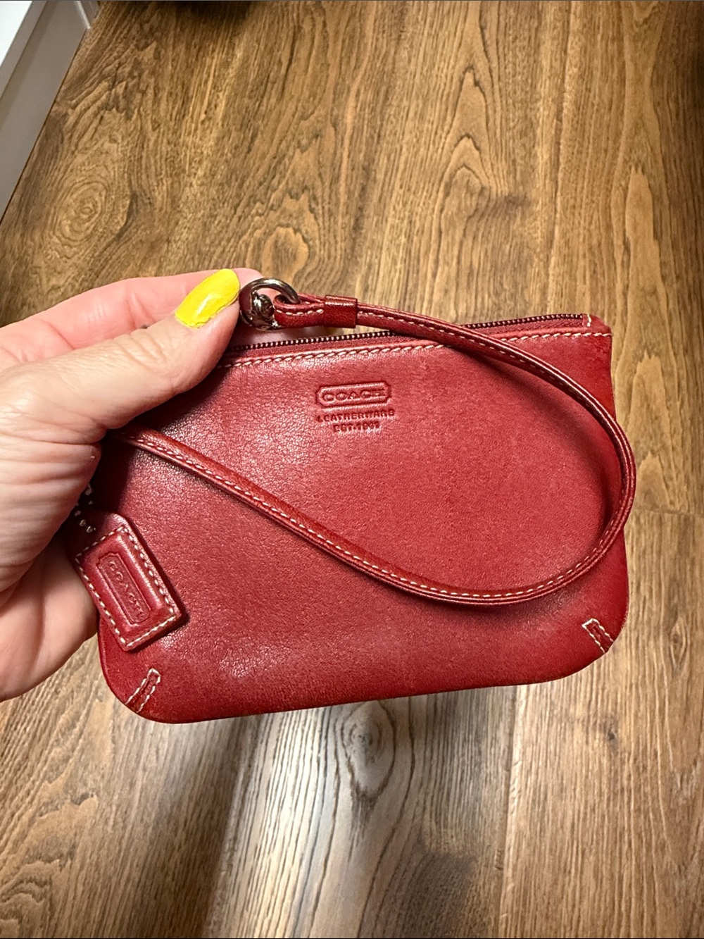 Coach Red Leather Wristlet with Removable Strap